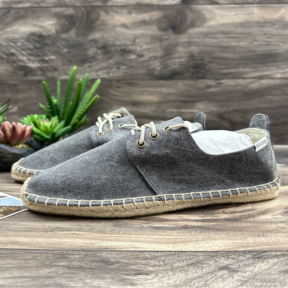 ❌SOLD❌Soludos Gray Washed Canvas Lace Up Espadrille Derby Oxfords Mens 9 Gray - Picture 7 of 13